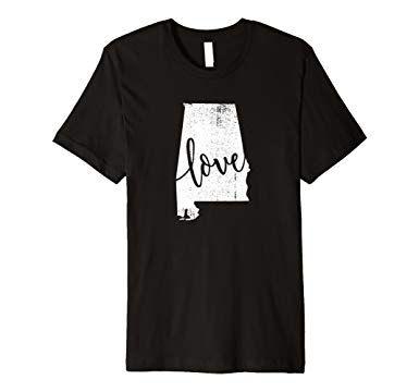 Outlined Black and White Alabama Logo - Alabama Home Love Vintage state map outline shirt gift