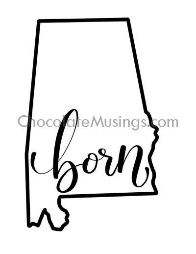 Outlined Black and White Alabama Logo - State Outline. Chocolate Musings
