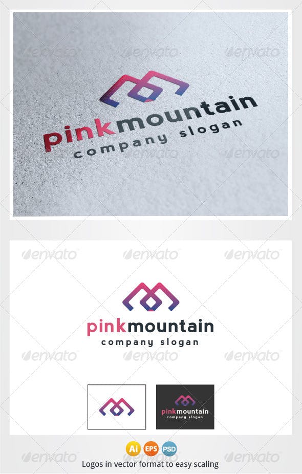 Pink Mountain Logo - Pink Mountain Logo M Letter by Pixasquare | GraphicRiver