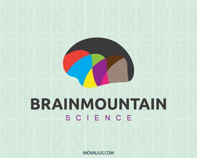 Mountains with Pink Logo - Brain Mountain Logo Design | Inovalius