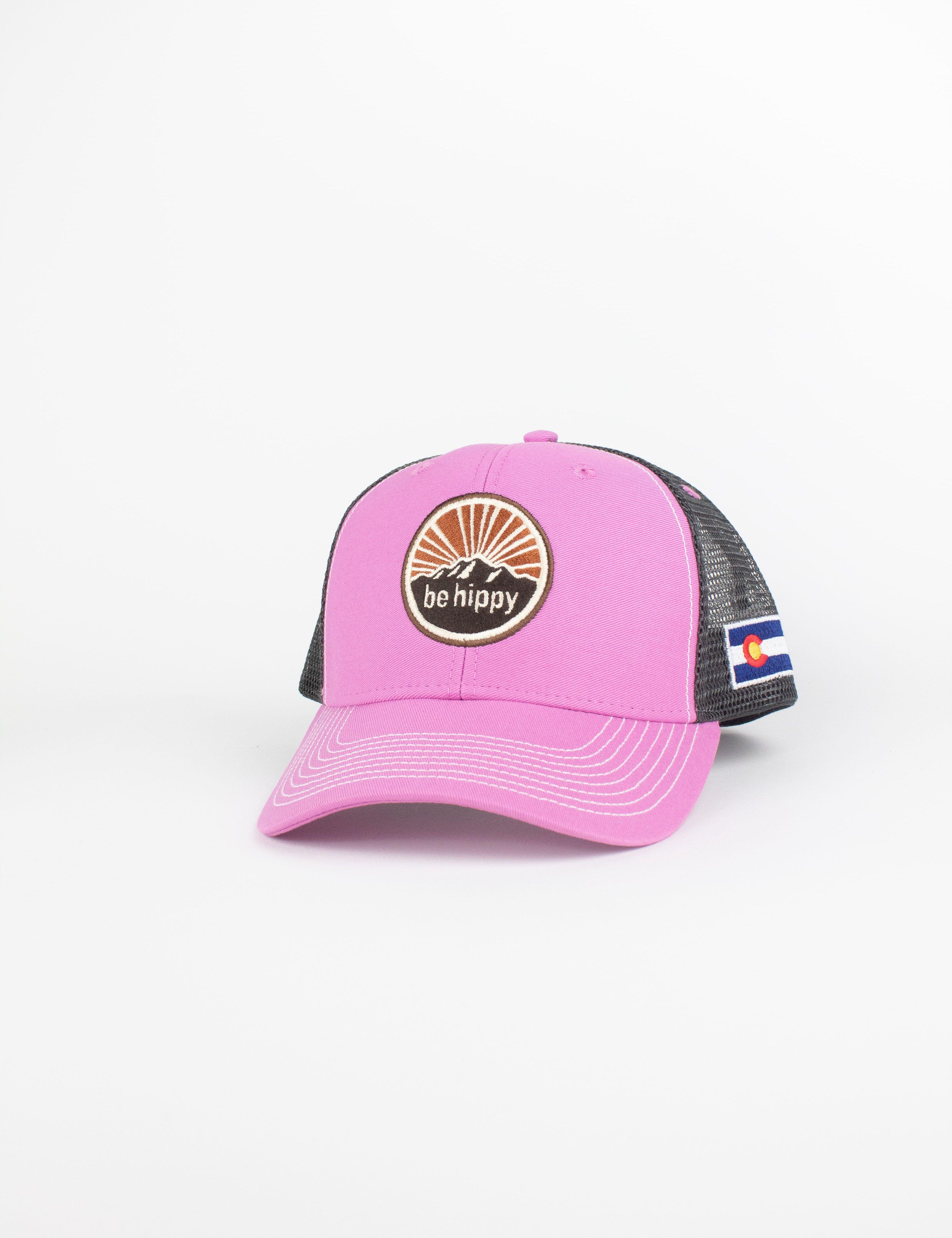 Pink Mountain Logo - Mountain Logo Trucker Hat - Colorado Flag | be hippy