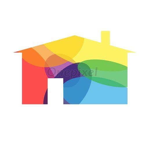 Rainbow House Logo - Vector sign rainbow house - 4244846 | Onepixel