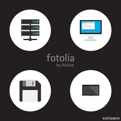 Computer App Logo - Set of computer icons flat style symbols with monitor, server ...