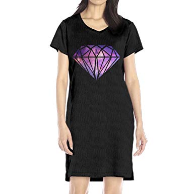Galaxy Diamond Logo - Richard Women's Galaxy Diamond Logo Leisure Black Short Sleeve V ...