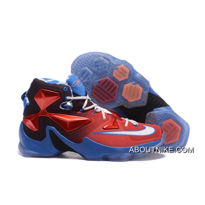 Red White and Blue Basketball Logo - Nike LeBron 13 “USA” Red White Blue Basketball Shoes Free Shipping