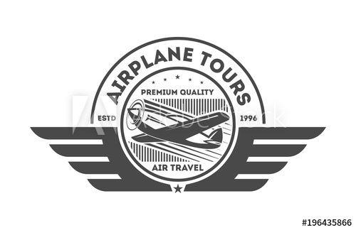 Best Known for Its Airplanes Logo - Airplane vintage isolated label vector illustration. Wind riders ...