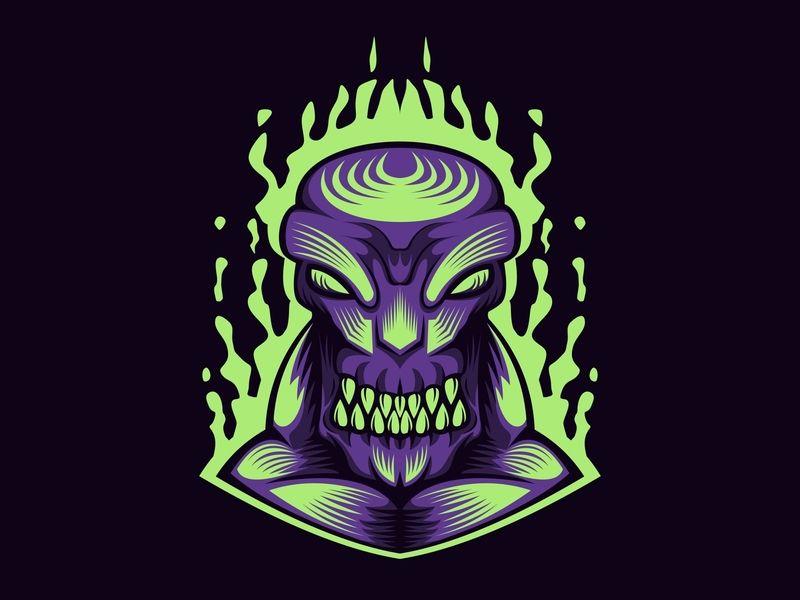 Purple and Green eSports Logo - Monster Purple