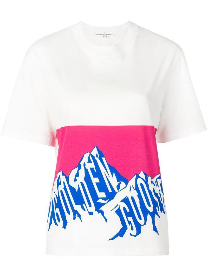 Pink Mountain Logo - Golden Goose Deluxe Brand Mountain Logo T Shirt In White