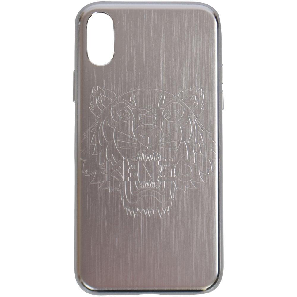 Gray Phone Logo - KENZO Silver iPhone X Tiger Phone Case from Brother2Brother UK