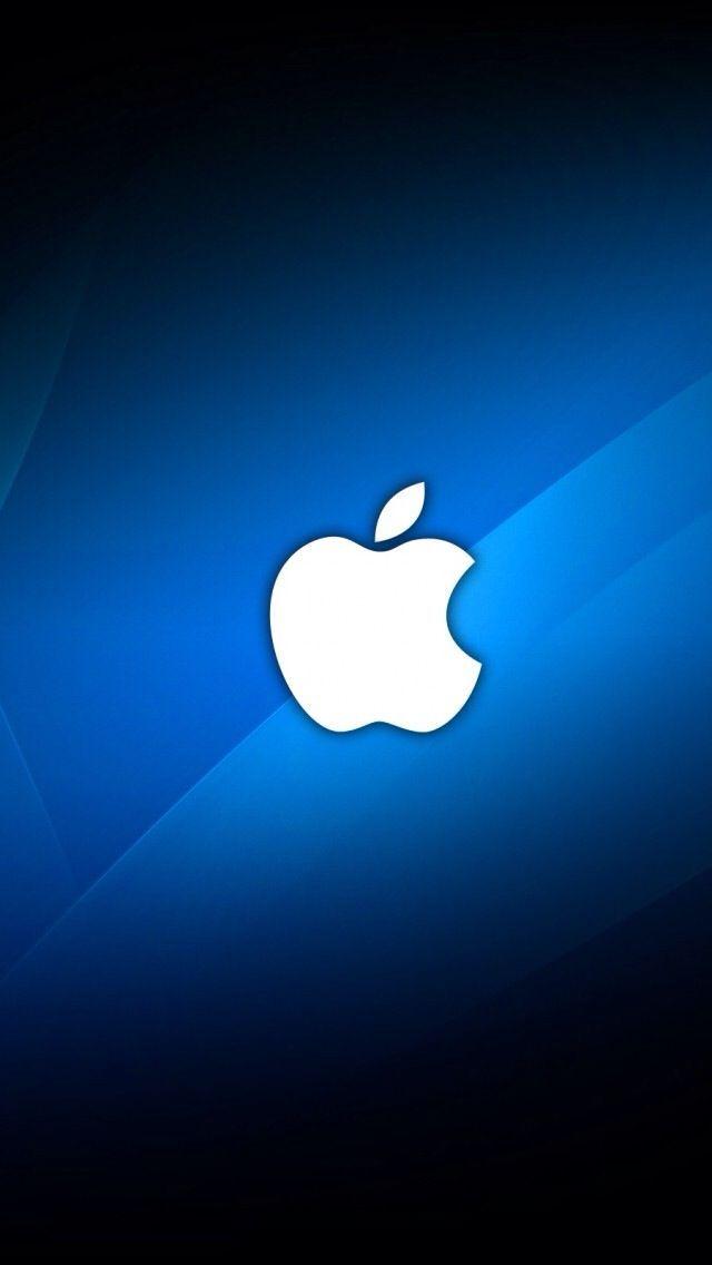 Blueand White Apple Logo - White apple logo on blue background. apple. iPhone wallpaper