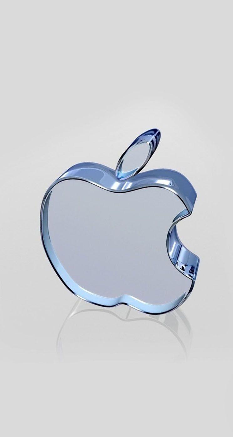 Blueand White Apple Logo - Crystal Apple Logo iPhone Wallpaper