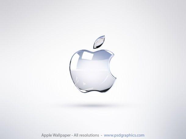 Blueand White Apple Logo - Bright Apple logo wallpaper | PSDGraphics