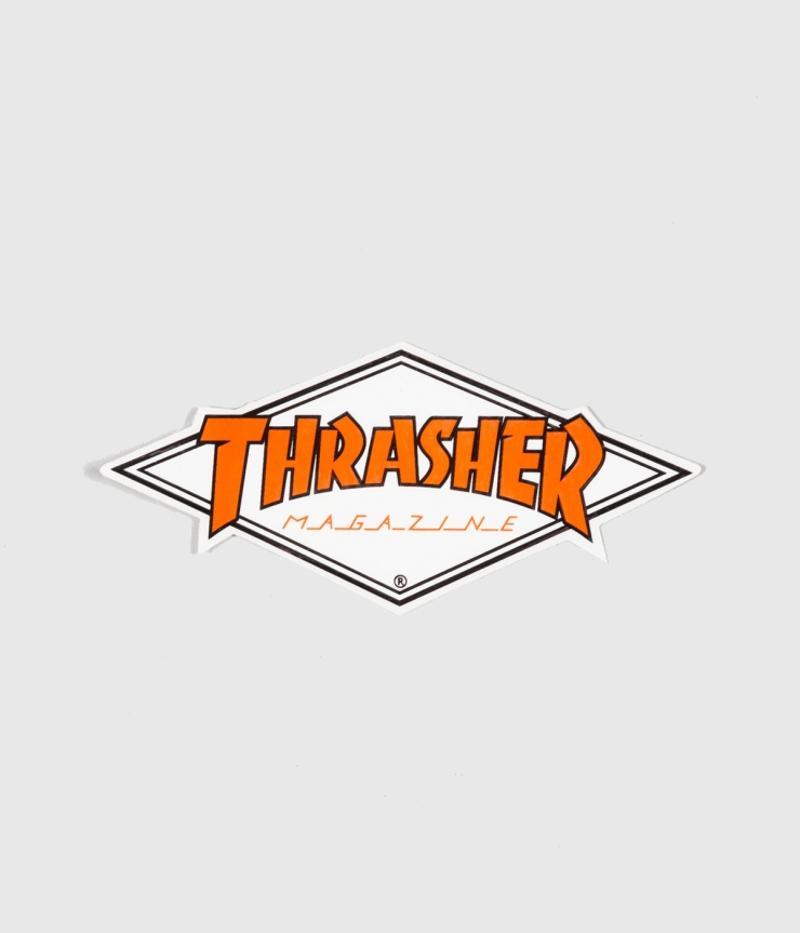 Orange Diamond Logo - Thrasher Skateboard Magazine Diamond Logo White/ Orange