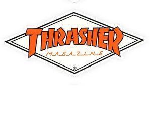 Orange Diamond Logo - THRASHER Diamond Logo Skateboard Sticker 10cm WHITE / ORANGE Skate