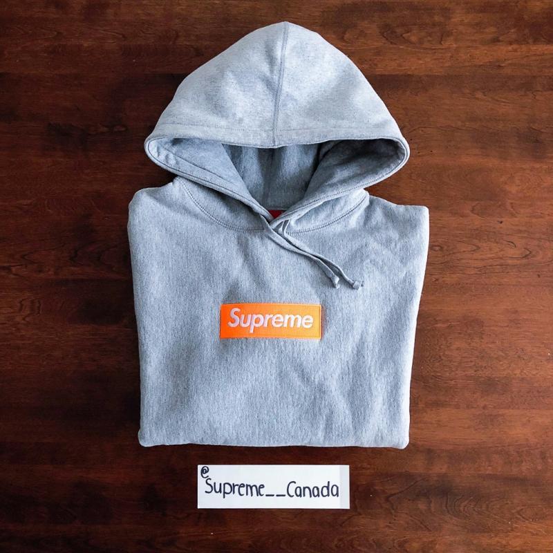 All Grey Supreme Box Logo - Supreme Box Logo Hoodie Grey/Orange FW17 • Sweatshirts • Strictlypreme