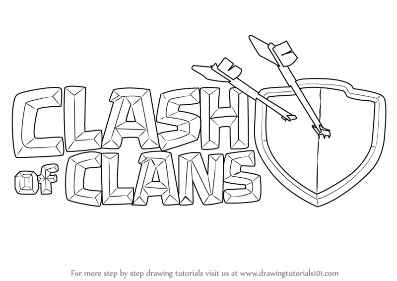 Clash of Clans Logo - Learn How to Draw Clash of Clans Logo (Clash of the Clans) Step