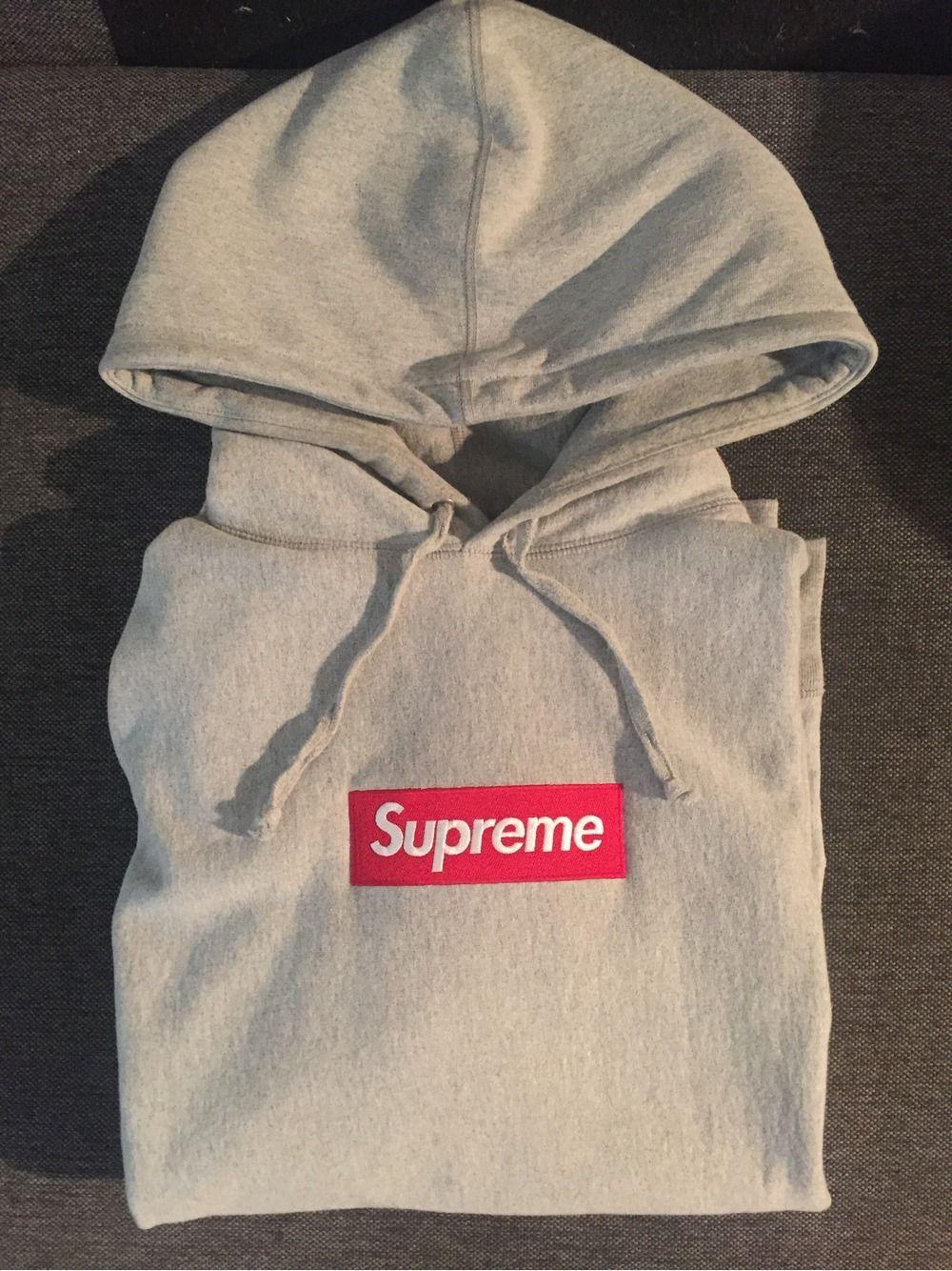 All Grey Supreme Box Logo - grey supreme box logo hoodie