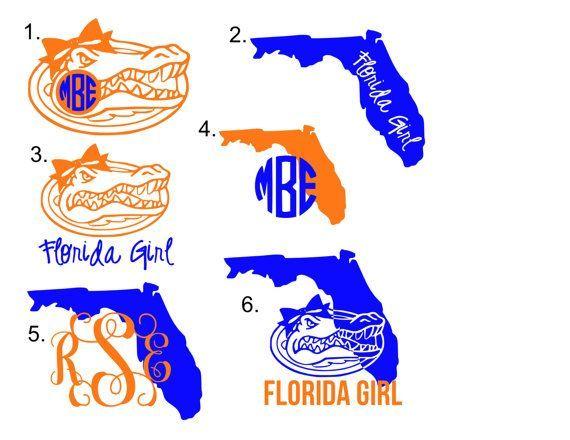 Gator Girl Logo - Florida Gator Monogram Decal by OverTheTopOccasions on Etsy | I LOVE ...
