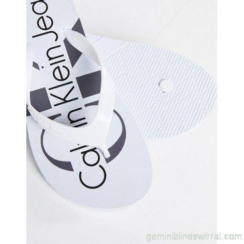 Dash White Logo - Calvin Klein Dash Logo Flip Flops In White Product Details 1209576 ...