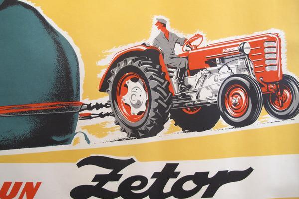 1960'S Tractor Logo - 1950 1960's Original Czech Advertisement Poster Tractor