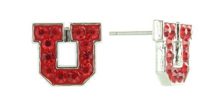 Red U Logo - Mini Red Crystal Utah U Logo Stud Earrings