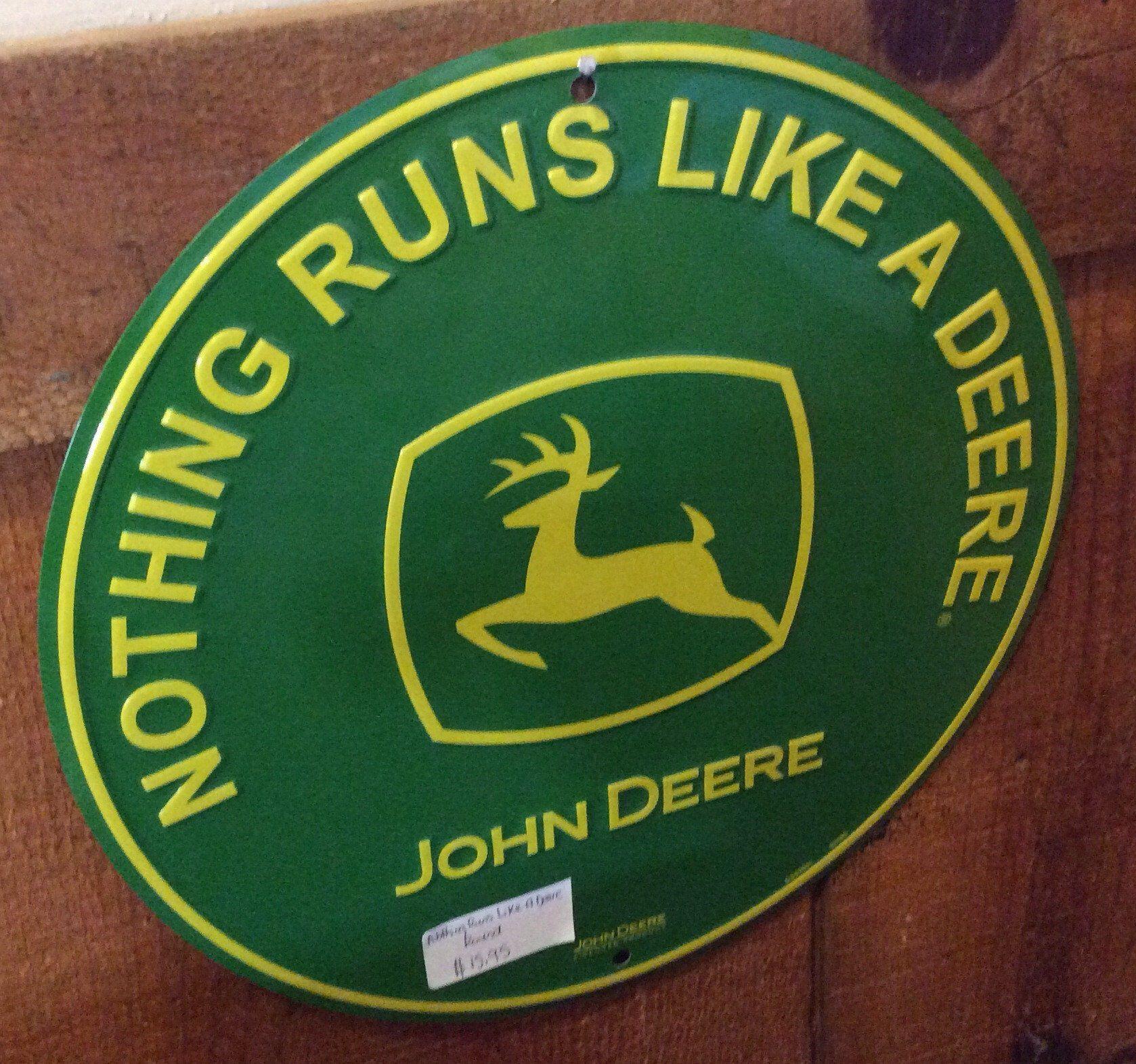 Nothing Runs Like a Deere Logo - Nothing Runs Like a Deere- Tin Sign Round - Red Barn Company Store
