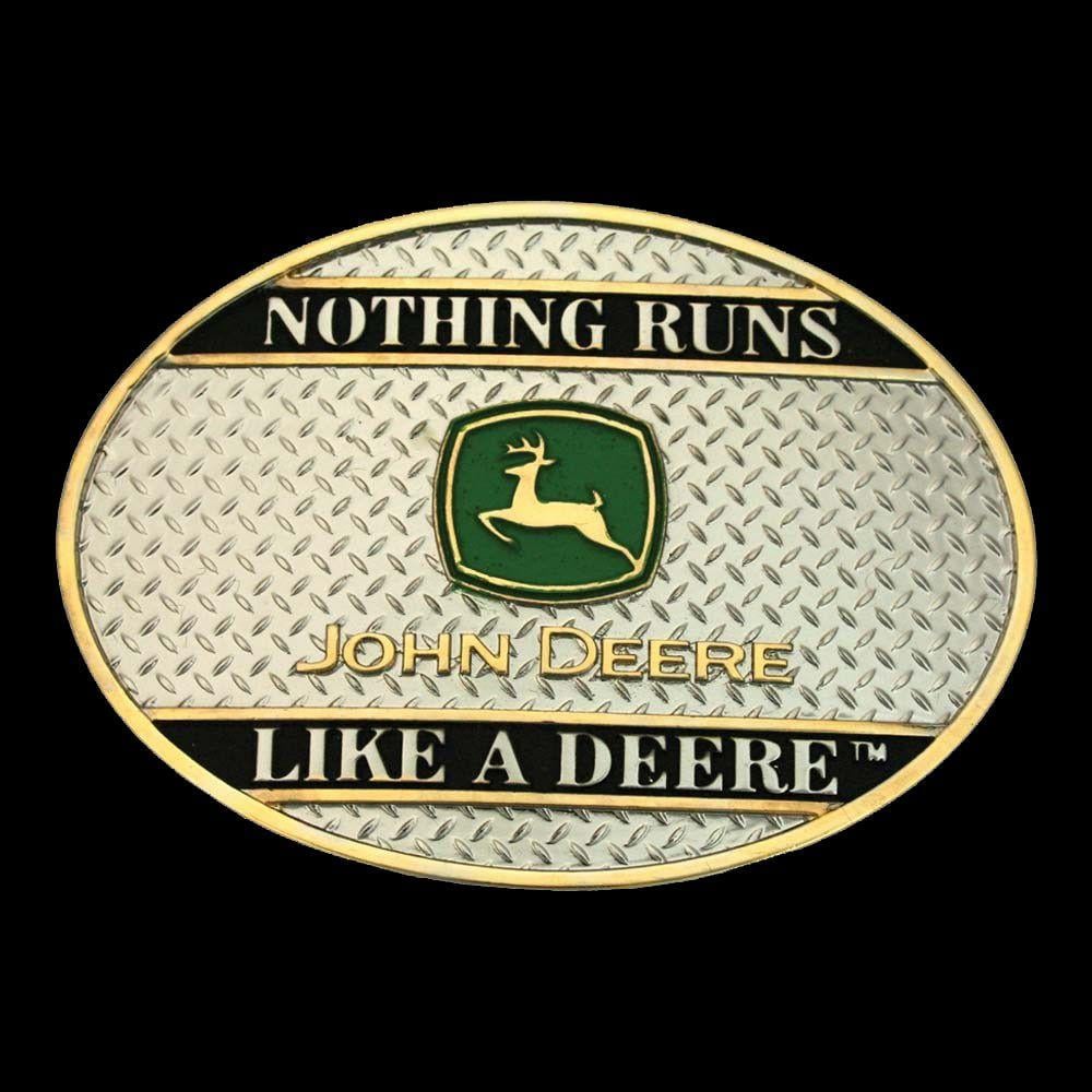 Nothing Runs Like a Deere Logo - John Deere: Nothing Runs like a Deere on Sheet Metal Attitude Buckle