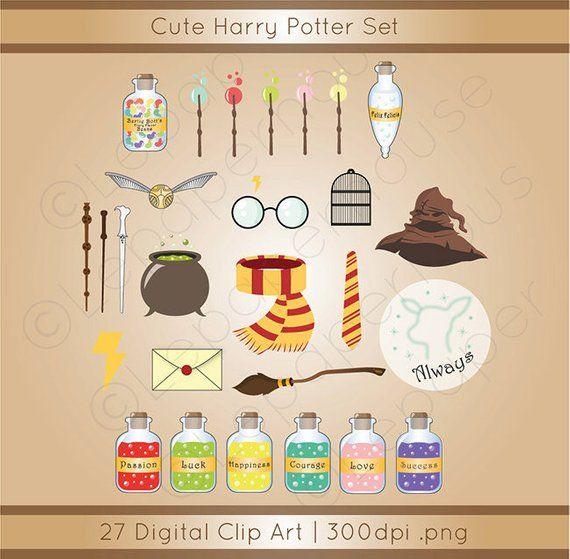 Cute HP Logo - Cute HP wizard school inspired theme clipart digital | Etsy