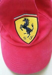 Horse Baseball Logo - Ferrari Baseball Hat Cap Red Yellow Logo Crest With SF Horse Metal ...