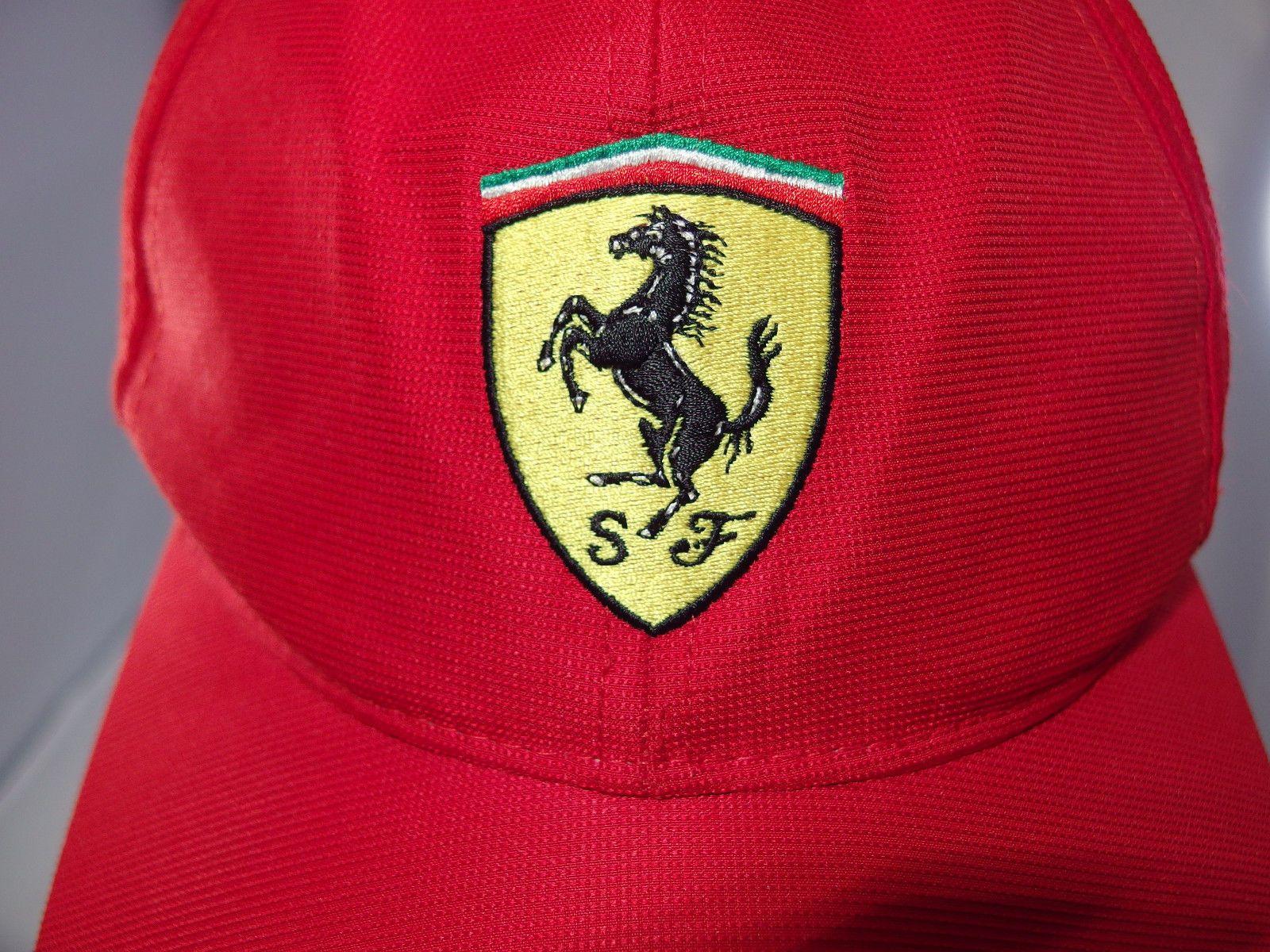 SF Horse Logo - Genuine FERRARI SF Red Baseball Hat Cap Crest With SF FERRARI Horse