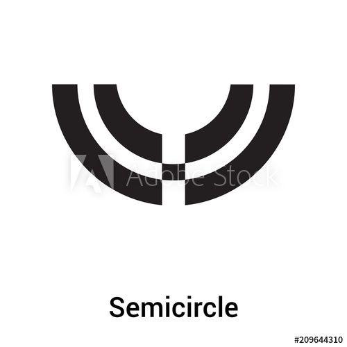 Semicircle with Black and White Logo - Semicircle icon vector sign and symbol isolated on white background ...