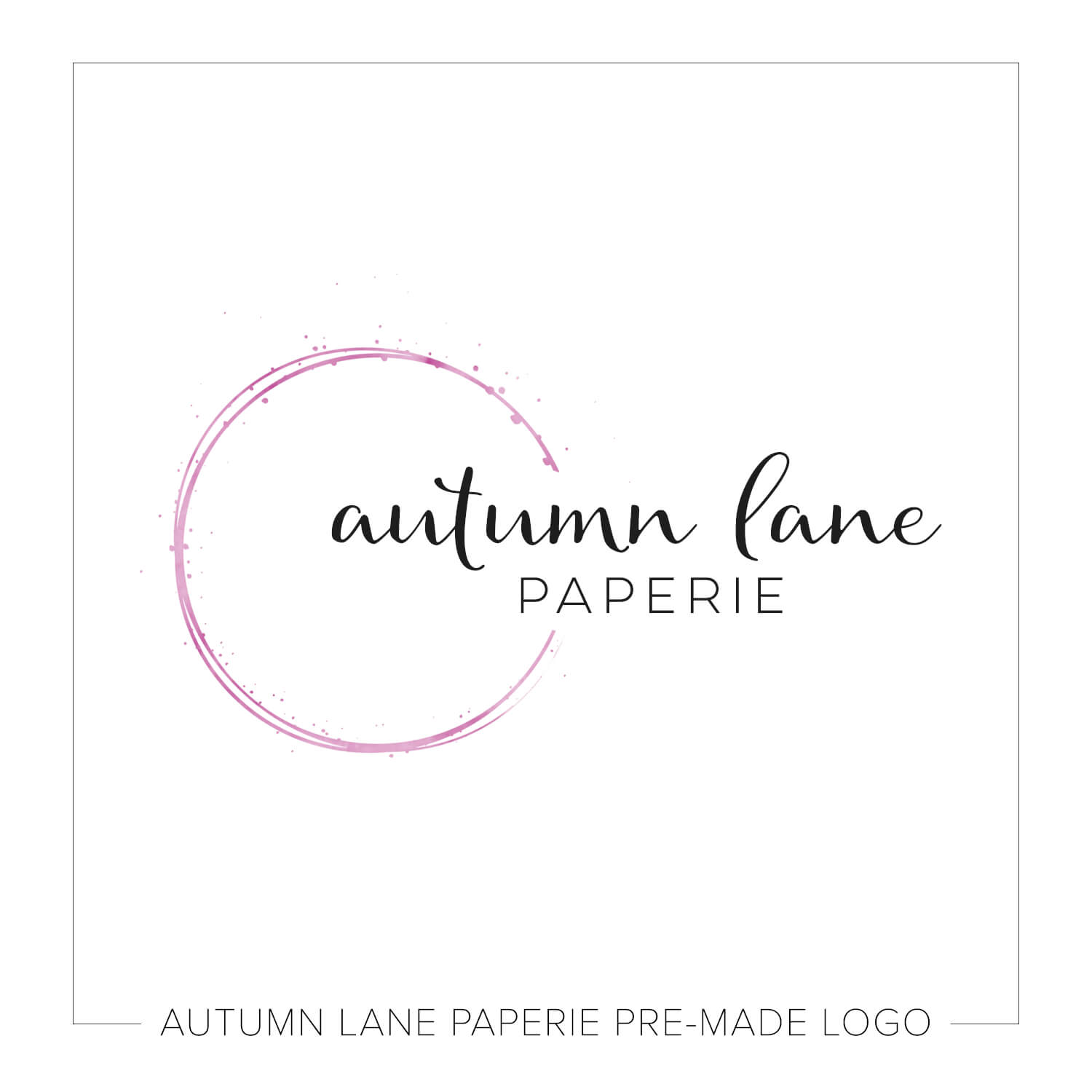 Semicircle with Black and White Logo - Purple Foil Splattered Semicircle Logo J67. Autumn Lane Paperie