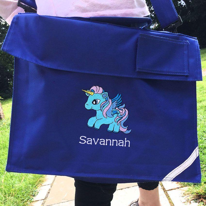 Green and Blue Horse Logo - Personalised UNICORN Horse School Book Bag