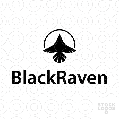Semicircle with Black and White Logo - Animal black design of a black raven or crow flying. It has a ...