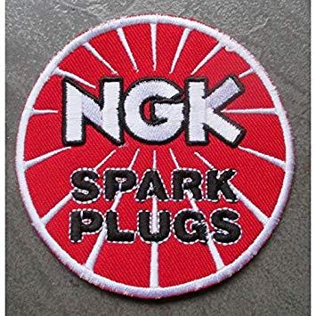 NGK Spark Plugs Logo - hotrodspirit Round Spark Plug NGK Spark Plugs Patch Red Garage Logo ...