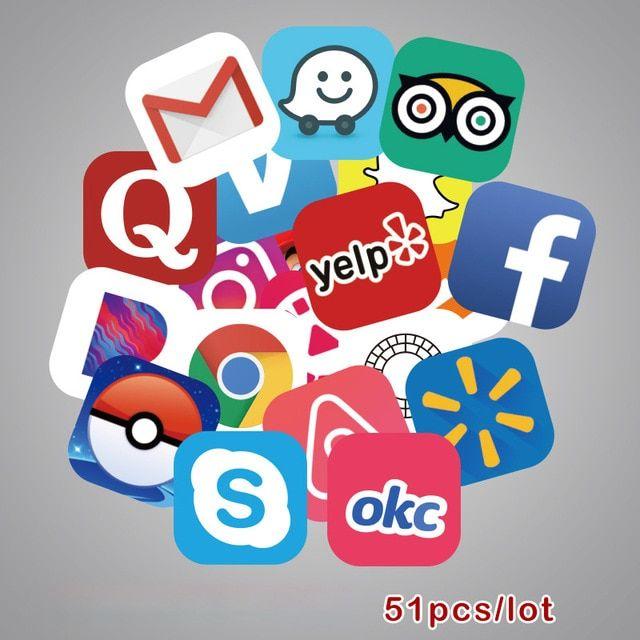 Aliexpress App Logo - 51 x Social Media APP Icon Logo Stickers For Luggage Laptop Mac ...