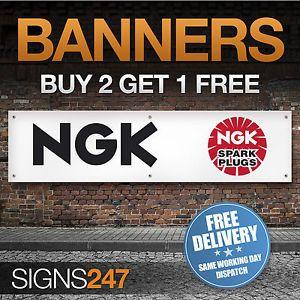 NGK Spark Plugs Logo - NGK Spark Plugs Logo garage workshop PVC banner sign car (ZA007 ...