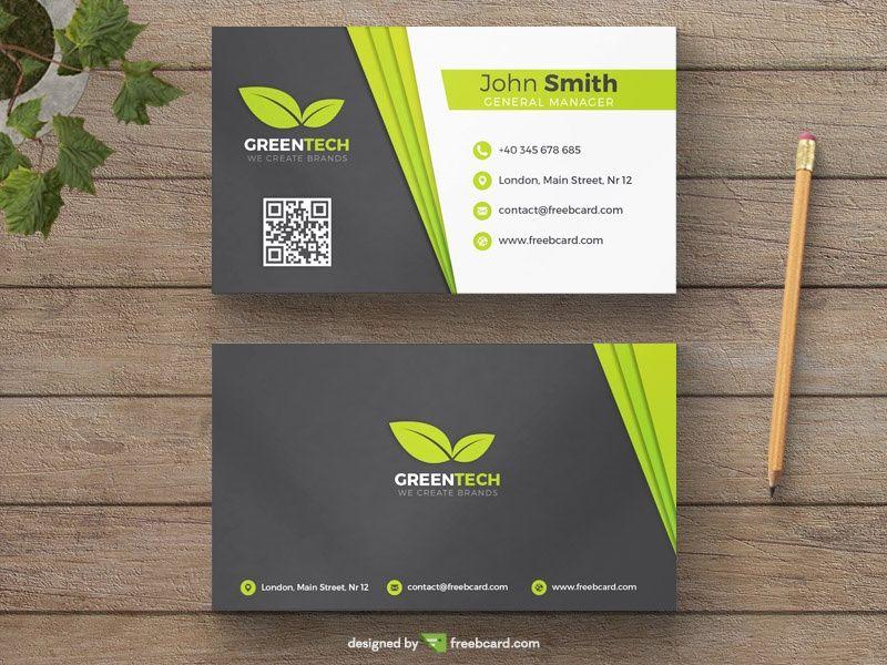 Grey and Green Logo - Green and grey natural business card template - Freebcard