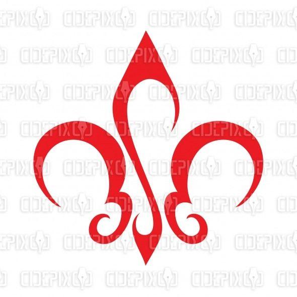 French Logo - abstract red french fleur de lis, new orleans, bosnian lily logo ...