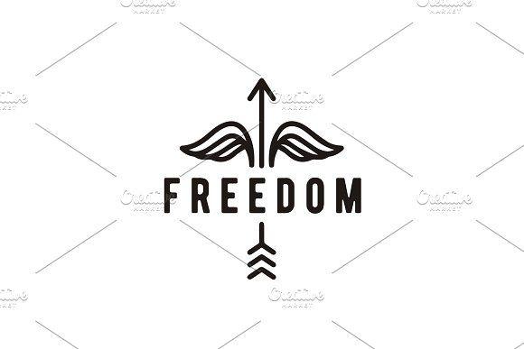 Freedom White Logo - Hipster Arrow Wings Freedom Logo Logo Templates Creative Market