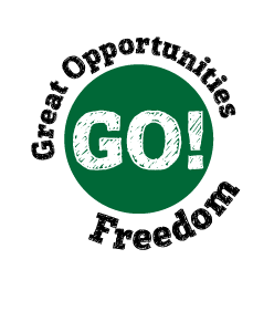 Freedom White Logo - GO style logo white writing freedom green - GO! (Great Opportunities ...