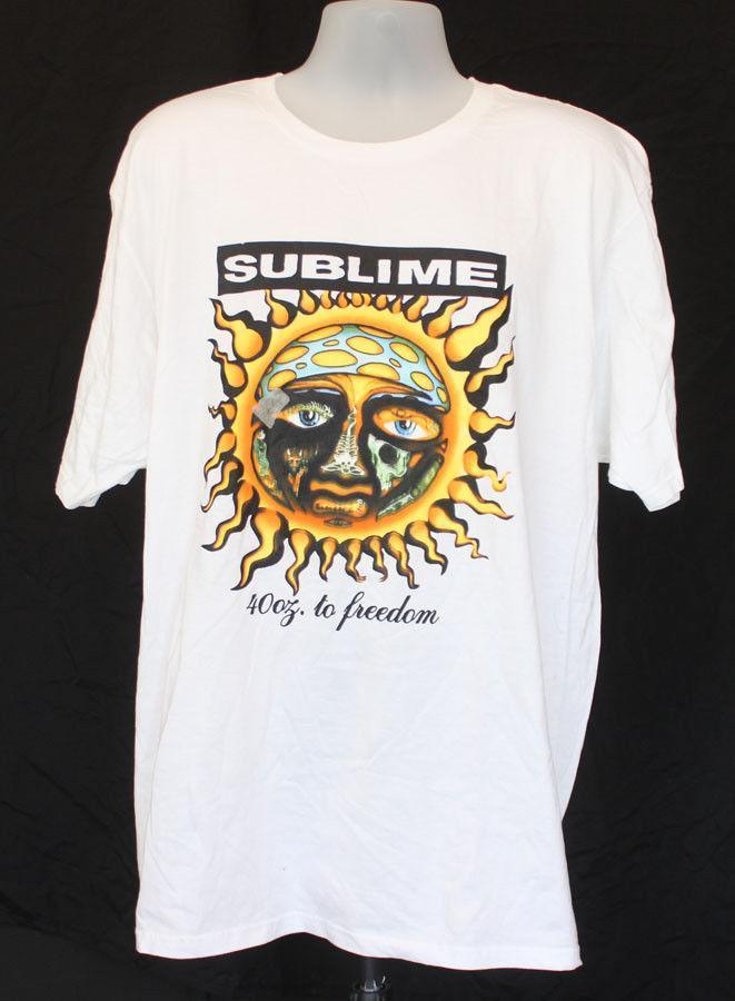 Freedom White Logo - Sublime Classic Sun Logo 40 Oz To Freedom XXL White T Shirt Awesome