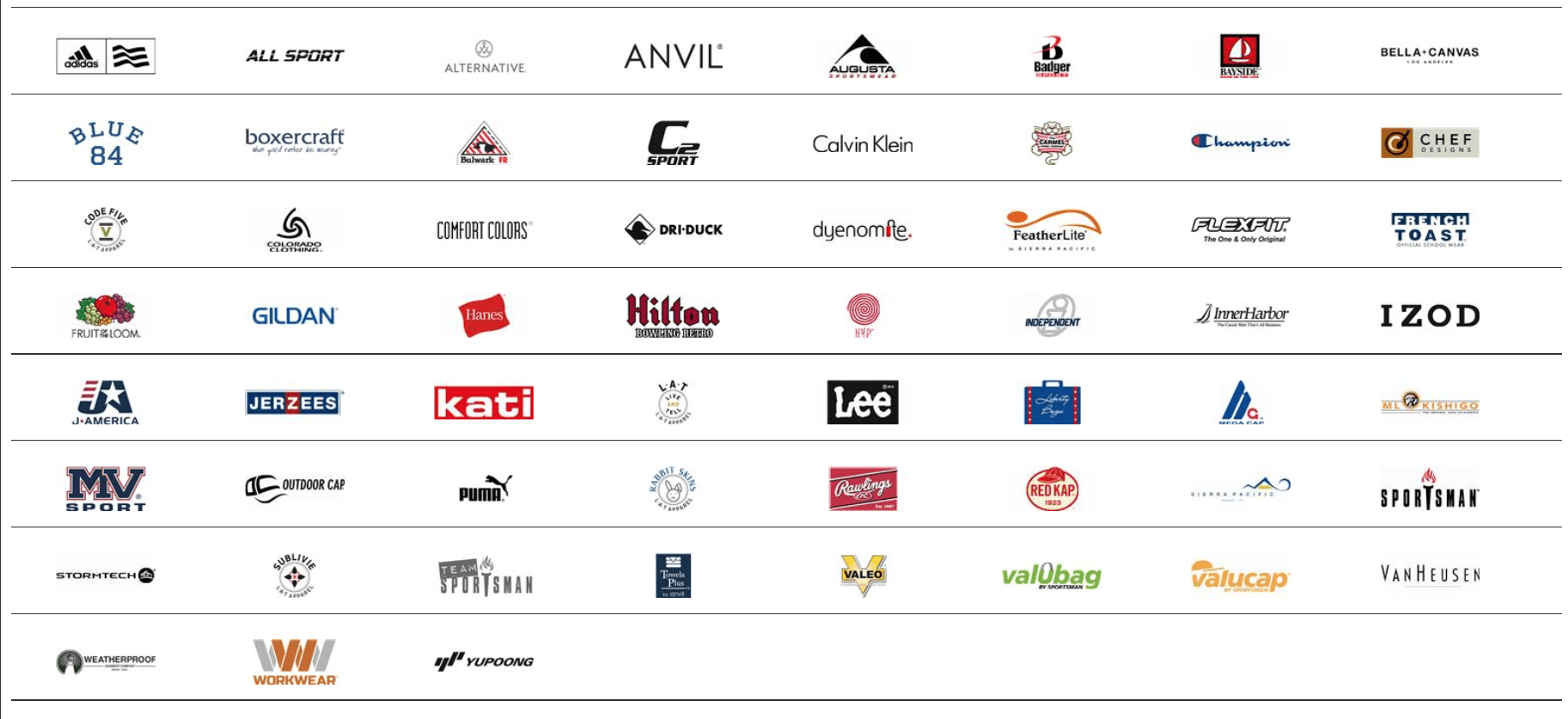 White Shirt Brand Name List