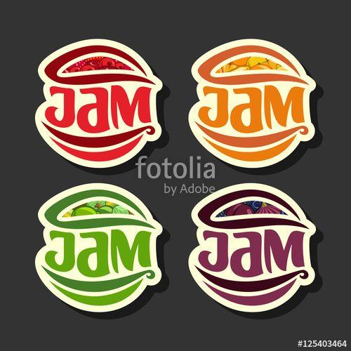 Yellow Berry Logo - Vector Set simple Fruits Jam Labels: collection set of abstract