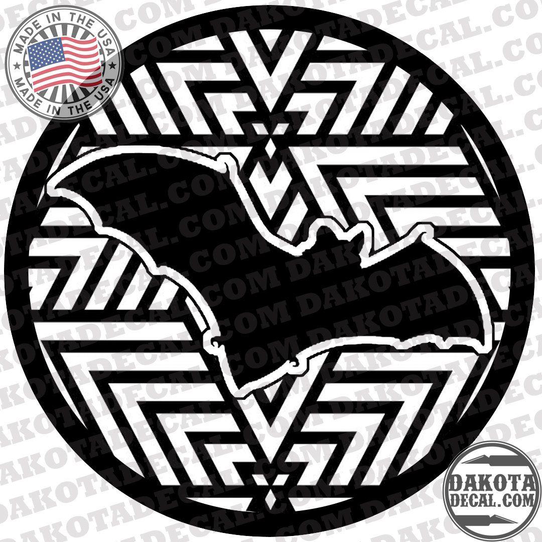 Black Bat in Circle Logo - Bat ANIMALS Original Circle Pattern Vinyl Decal Sticker
