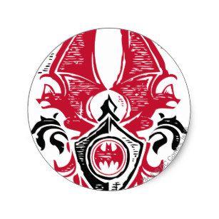 Black Red Bat in Circle Logo - Bat Emblem Stickers & Labels | Zazzle UK
