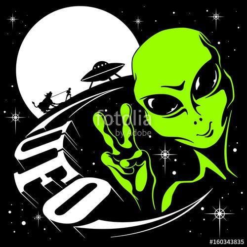 UFO Alien Logo - Alien UFO vector illustration