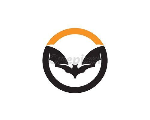 Black Bat in Circle Logo - Bat black logo template white background icons app