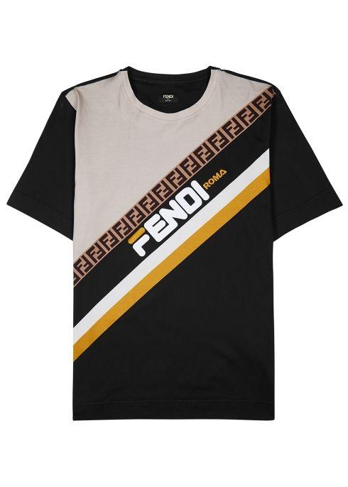 Black Fila Logo - Fendi X Fila Logo Cotton T Shirt