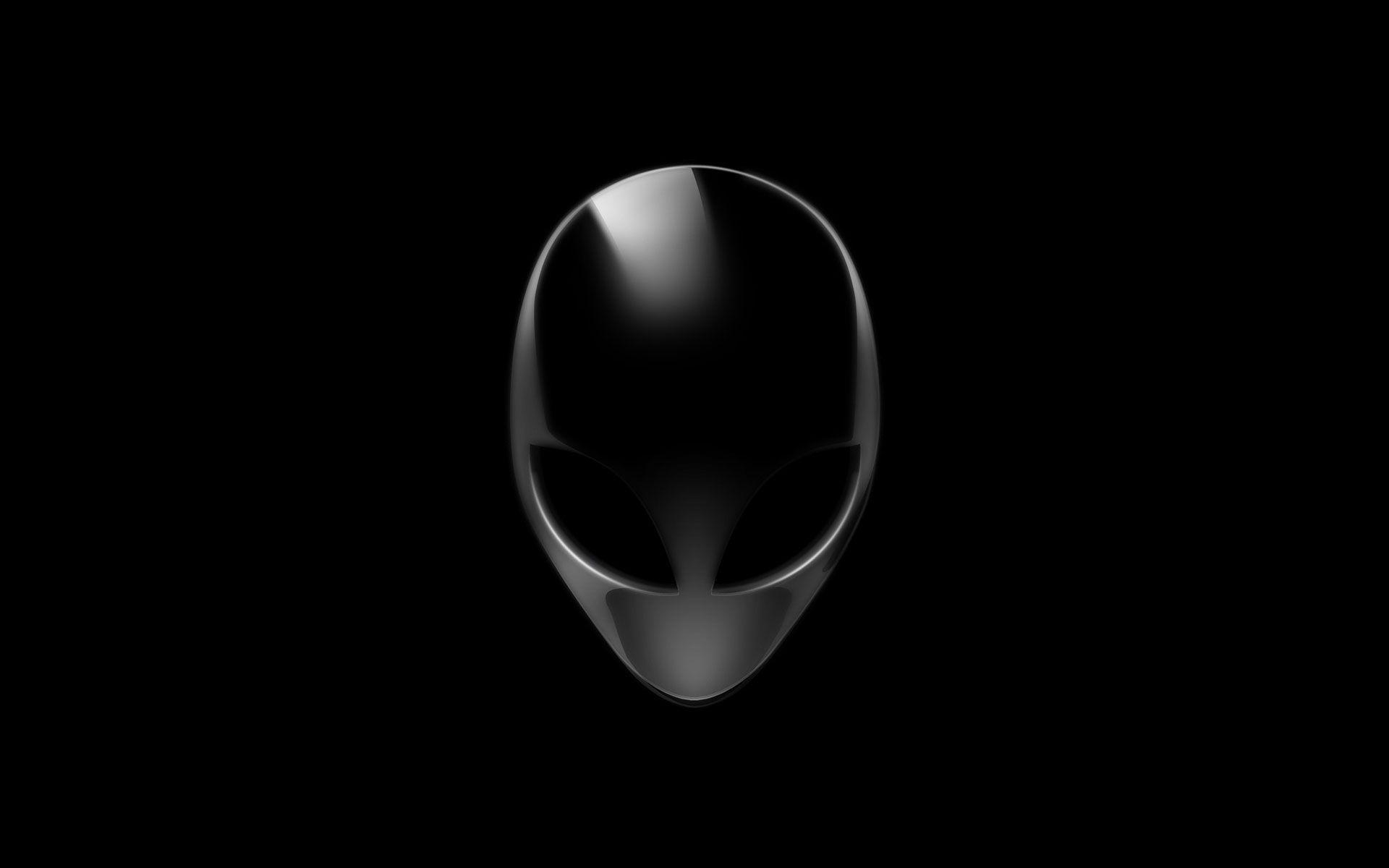 UFO Alien Logo - Download wallpaper: black wallpaper for desktop, UFO, alien, alien